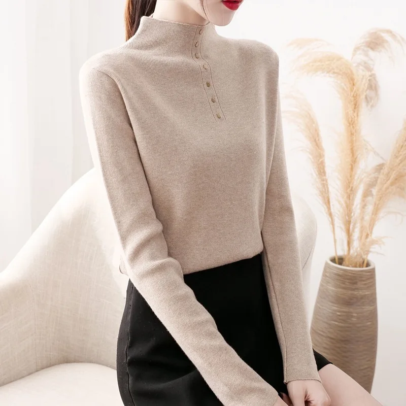 

Women's Casual Sexy Mock Neck Sweater Women's Knitwear Top Inner Fashionable Thickened Bottoming Shirt