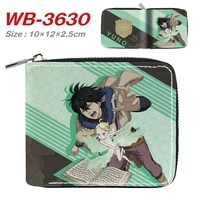 anime black clover asta noell yuno zipper wallet coin purse school office short floded money bag 1090