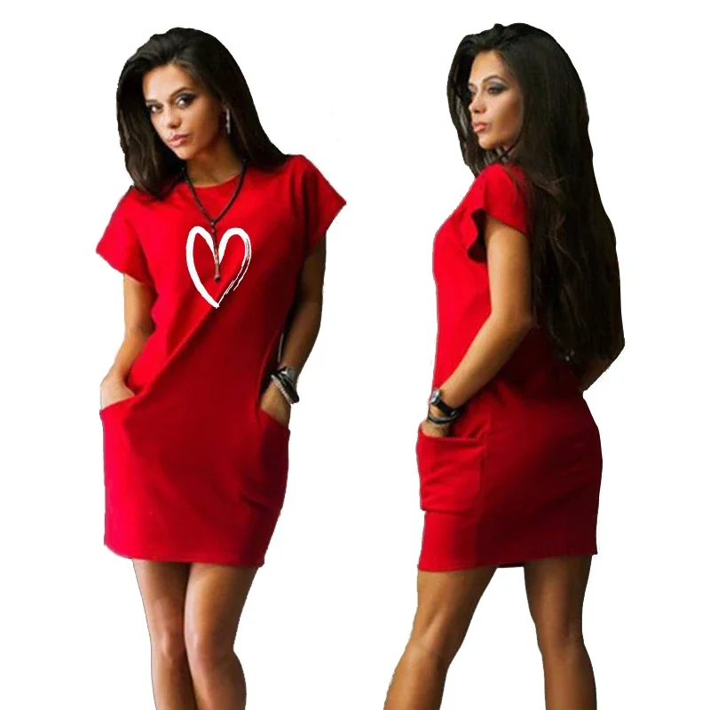 Летние Женские приталенные пляжные платья женское мини-платье с принтом Love и