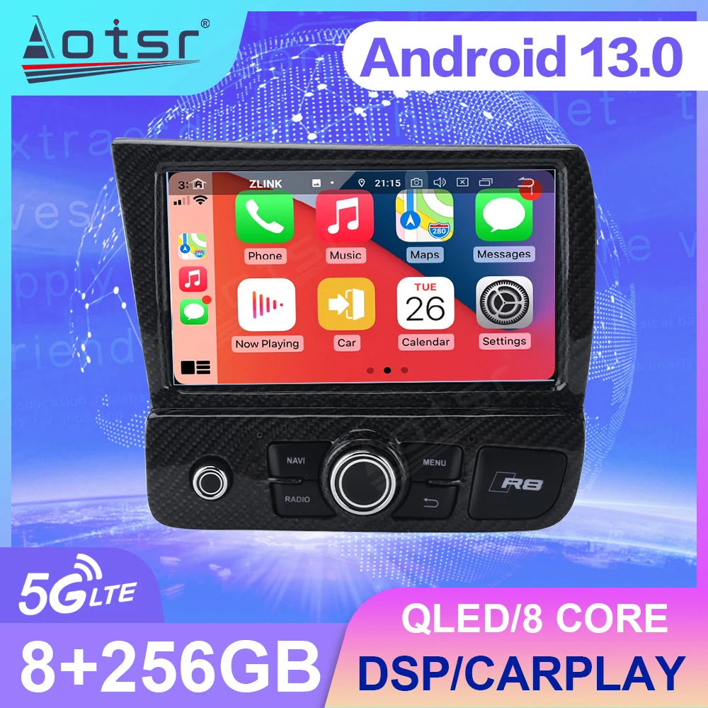 Автомагнитола с сенсорным экраном 13 1 дюйма Android для Audi R8 2007-2015 GPS навигация аудио