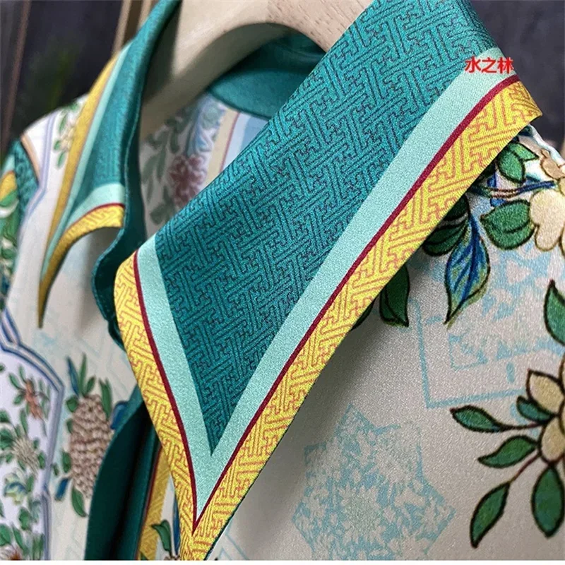 Женская летняя рубашка с длинным рукавом и цветочным принтом 6279