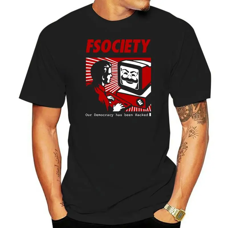 

Mr Robot Fsociety Mask T Shirts Men Fashion Printed T-shirt Summer Short Sleeve Cotton Robot Men T Shirt