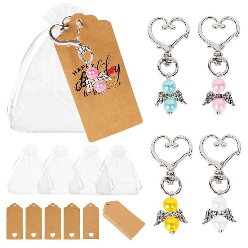 

32 Sets Guardian Angel Keychain Baby Shower Gifts For Guests Angel Lucky Charm Keychains Thank You Gifts Party Souvenirs