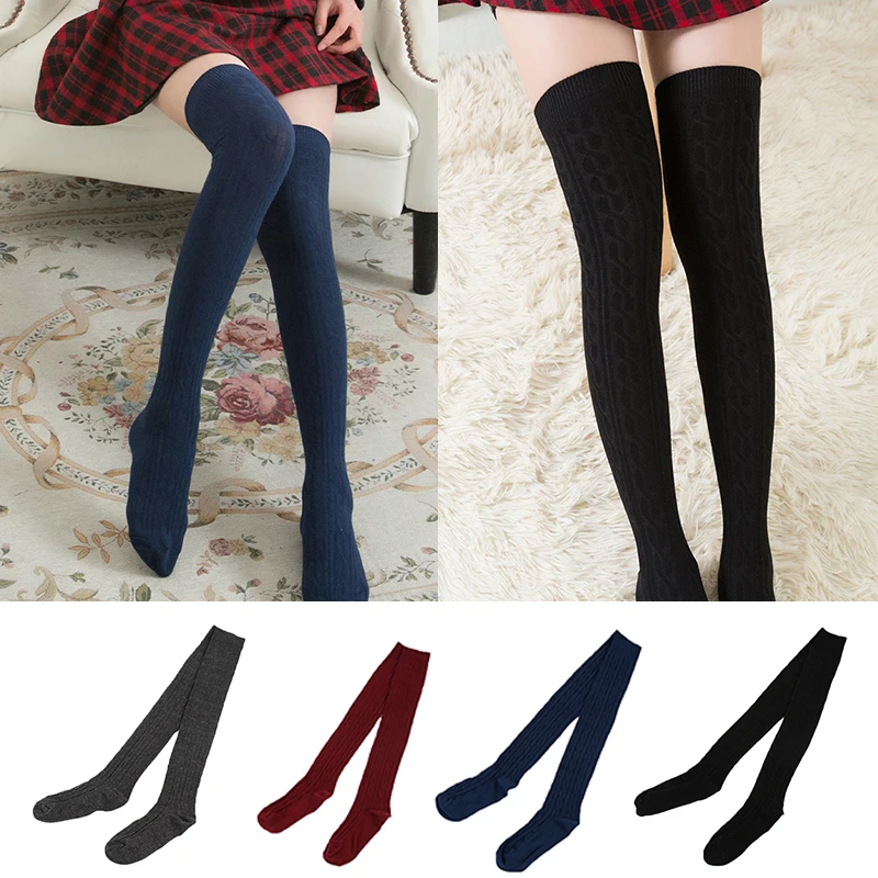 

Over The Knee Socks Thigh-High Legging Knited Stocking Long Stockings Winter Solid Color Stretch Fashion Warm Loose Socks Girls