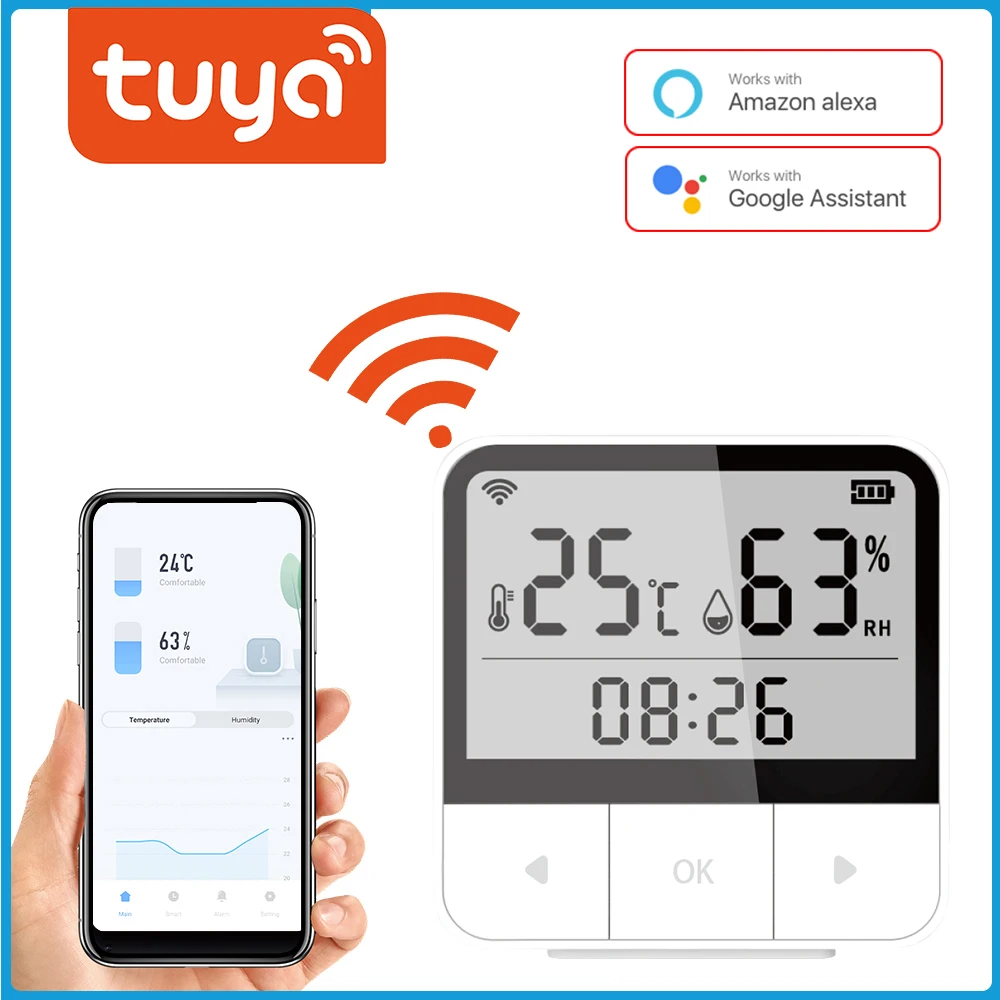 

Tuya WIFI Intelligent Home Wireless Temperature Humidity Sensor Home Automation Scene System Compatible APP Control Simplicity