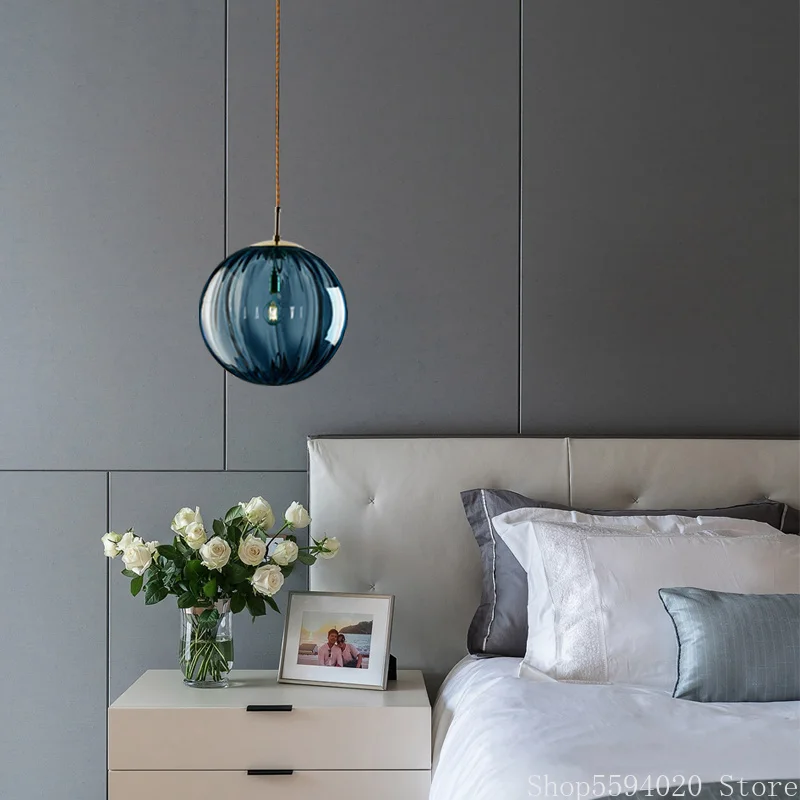 Современные круглые стеклянные подвесные светильники E27 светодиодные лампы для