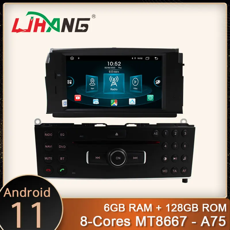 Автомобильный DVD-плеер LJHANG 1 Din Android 12 4 + 64G для Mercedes Benz C200 C180 W204 2007-2014 Мультимедиа GPS навигация стерео радио DSP