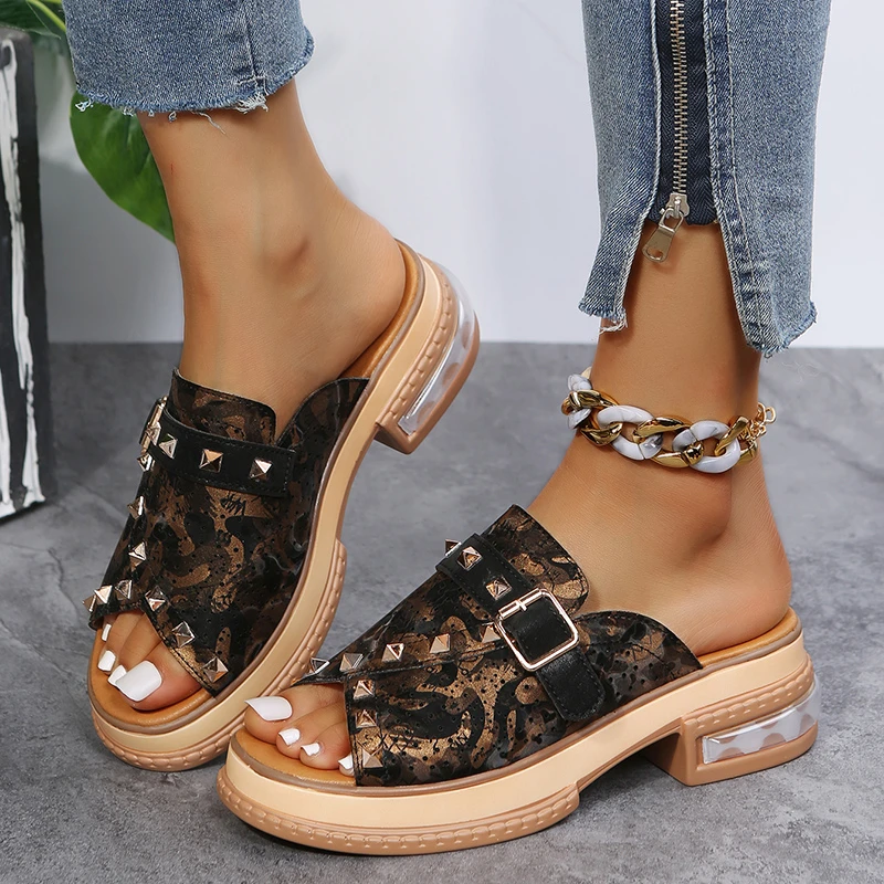 New Women's Slippers Ladies Printed Cutout Platform Sandals Platform women sandals Summer Slipper  Outdoor leisure Beach Shoes images - 6