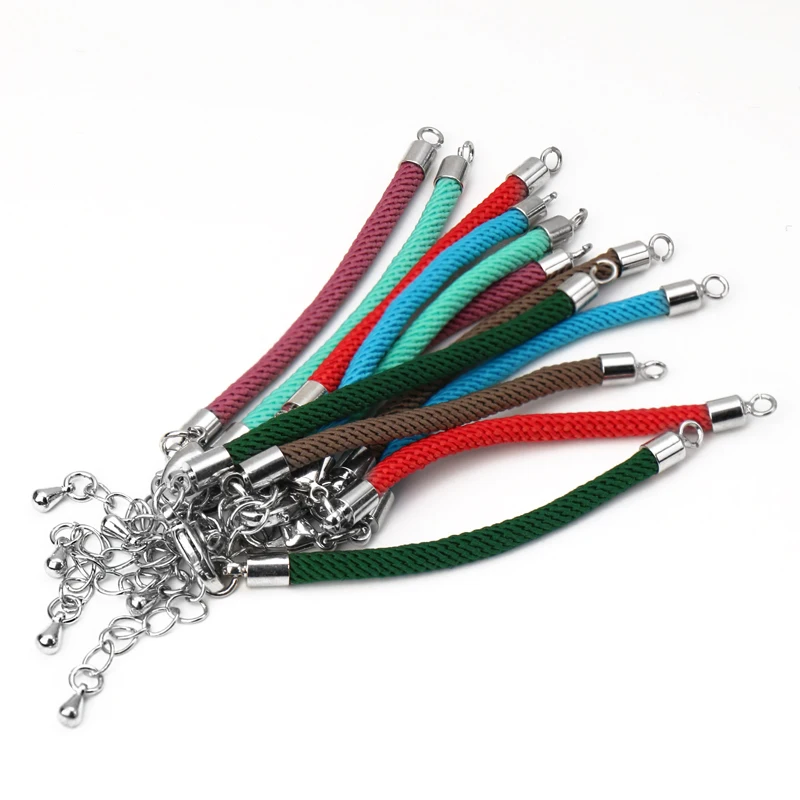 15cm Red Cord Couple Bracelet Silver Copper Lobster Buckle Adjustable Cord Bracelets Men's And Women's DIY Jewelry  Cotton Rope