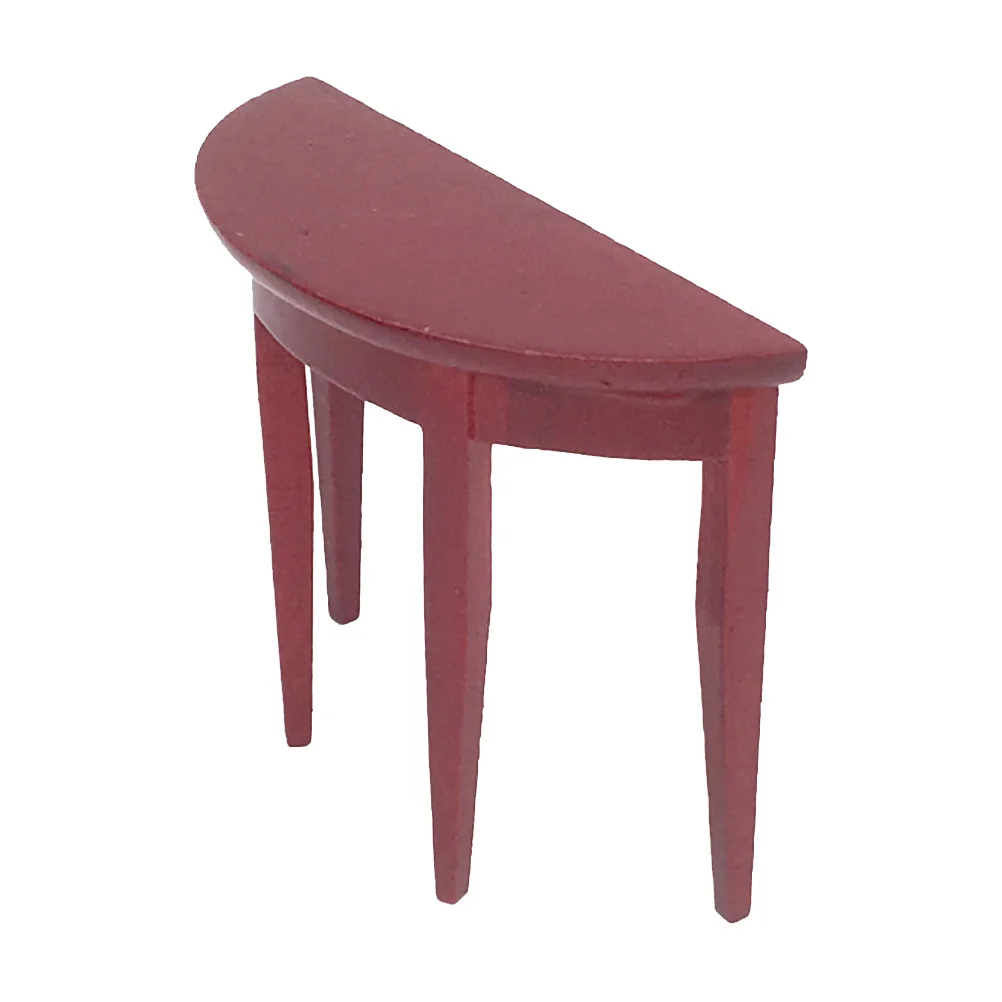 

Round Table Mini House Mahogany Desk Miniature Toy Home Decor Wooden Ornament Crafts Light Decorations