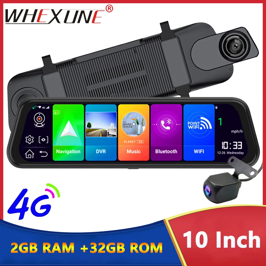 

10 Inch 4G ADAS Android Car Rearview Mirror DVR GPS Navigation FHD 1080P Video Recorder Bluetooth WiFi With 24 Hours Monitoring