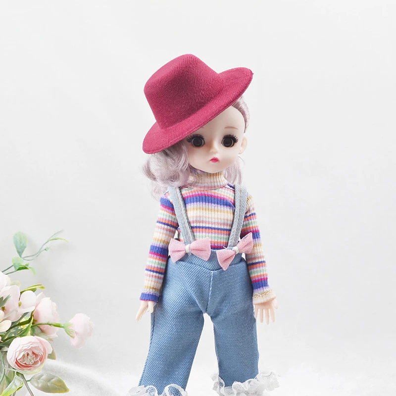 

5Pcs 1:12 DollHouse Hat Home Decor Doll House Miniature Hat 10cm Dolls Hat 6 Inch Mini Dolls Clothing Dressup Accessory