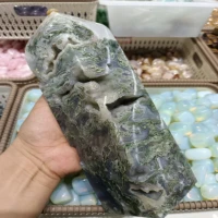natural water grass agate stone cave column crystal ore energy decoration