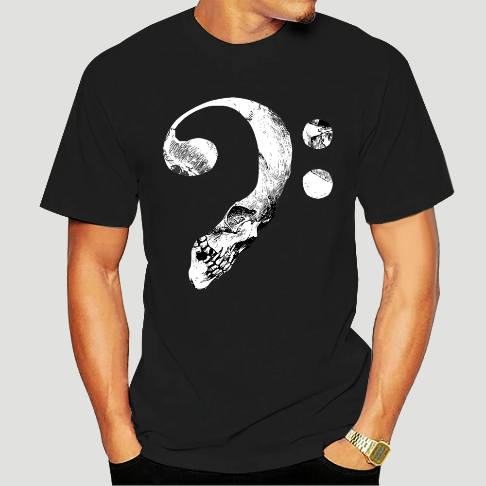 

Bass Clef Skull Music Notes T-shirt For Men Plus Size Cotton Team Tee Shirt 4XL 5XL 6XL Camiseta 6491X