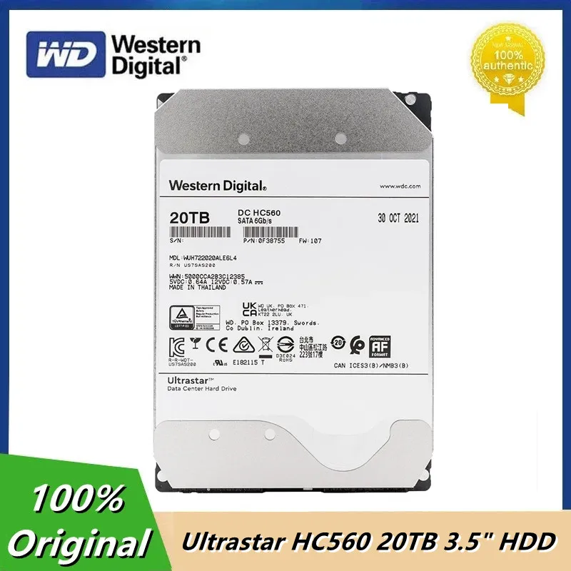 

Original WD HC560 20TB 3.5" HDD 512MB Cache SATA III Enterprise Internal Hard Disk 7200RPM Monitoring Hard Drive Western Digital