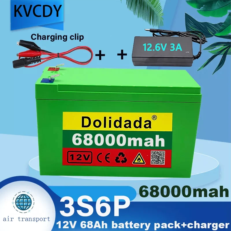 

12V 3S6P 18650 Lithium Battery Pack with Built-in BMS20A 68ah High Current for Sprayer,surveillance Camera,solar,toy Car,charger