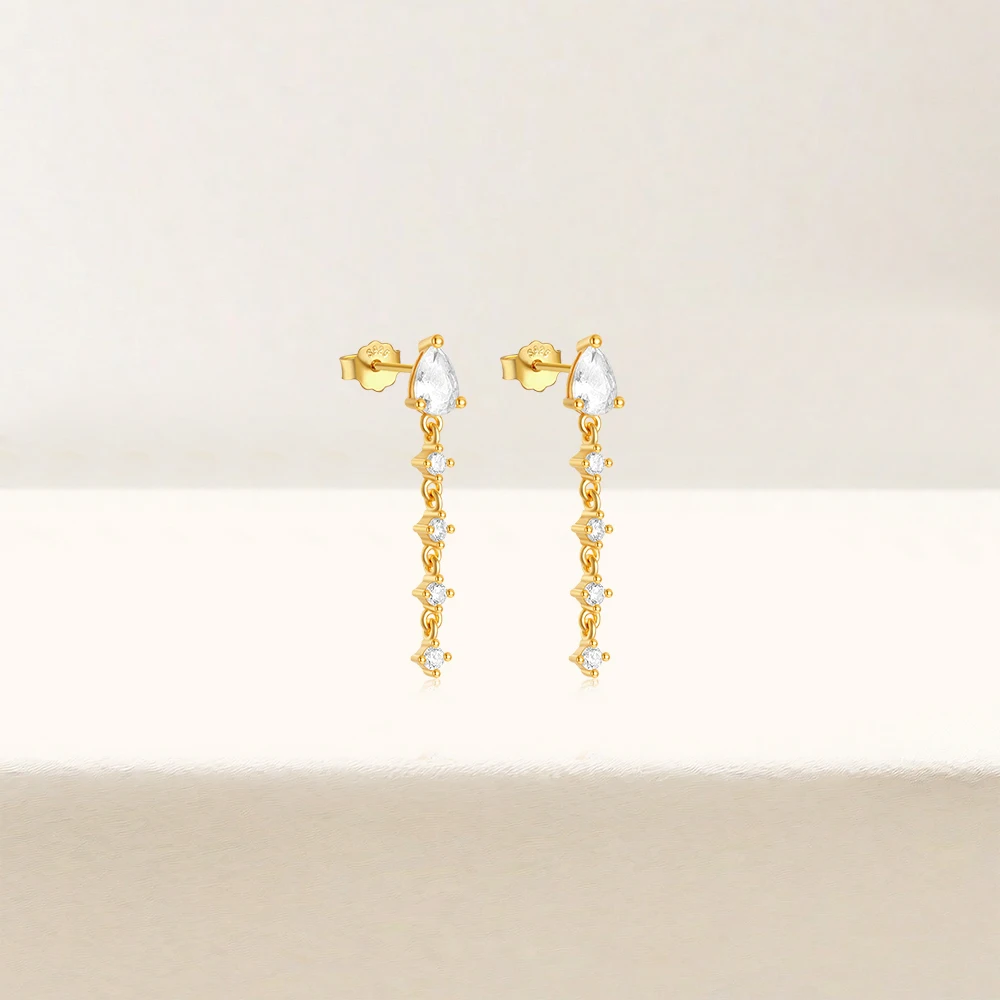 Женские серьги-гвоздики из серебра 925 пробы с фианитом