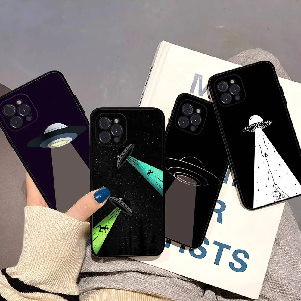 Фото Чехол для телефона с изображением инопланетного марсианина и НЛО для iPhone 17 Air 16 15 14 13 12 11 Pro Max 16 15 14 Plus, мягкий чехол из ТПУ №4