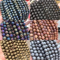 wholesale 681012mm gorgeous matte druzy agate crystal round beads geode gemstone quartz for diy jewelry making 15 5 inch