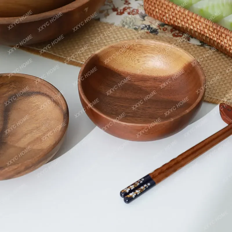 Деревянная миска из акации мангиума без принта в одном стиле бытовая посуда