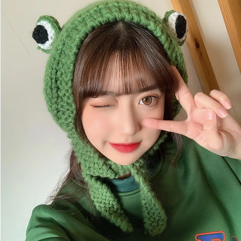 

Winter Warm Knitted Hat Cartoon Design Adorable Cap Women Warm-keeping Hip Hop Hat Head Accessory Party Warm Decorations
