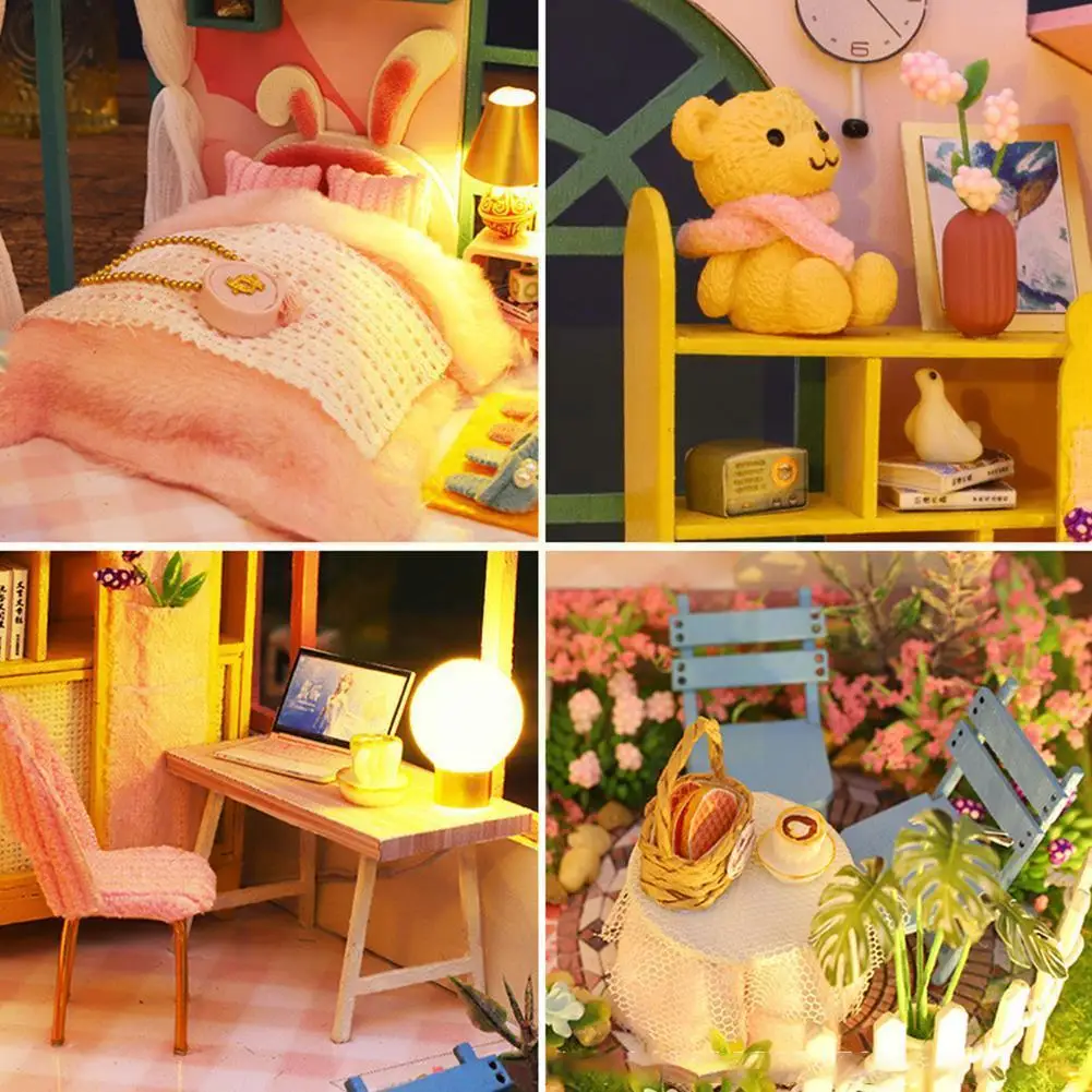 

Diy Dollhouse Kit Wooden Dolls Houses Miniature Dollhouse Furniture Kit With Led Toys For Children Christmas Gift P8u8