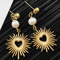 heart earrings boho pearl stainless steel earring for women vintage baroque piercing earrings fashion trendy women jewelry 2022