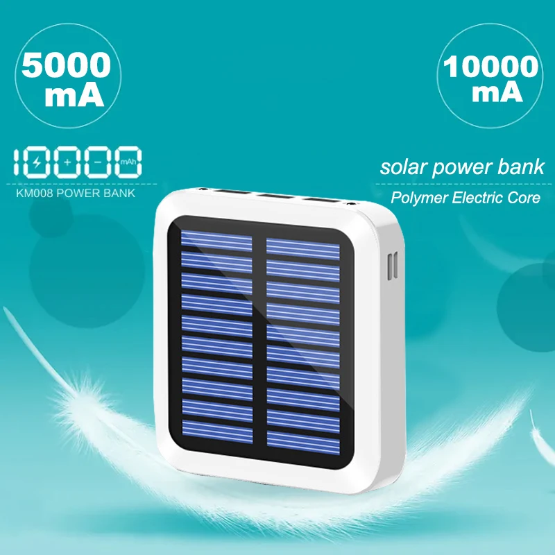 

Mini Solar Power Bank Large Capacity 10000mAh Phone Charger Portable Fast Charging External Battery for IPhone Xiao mi Samsung