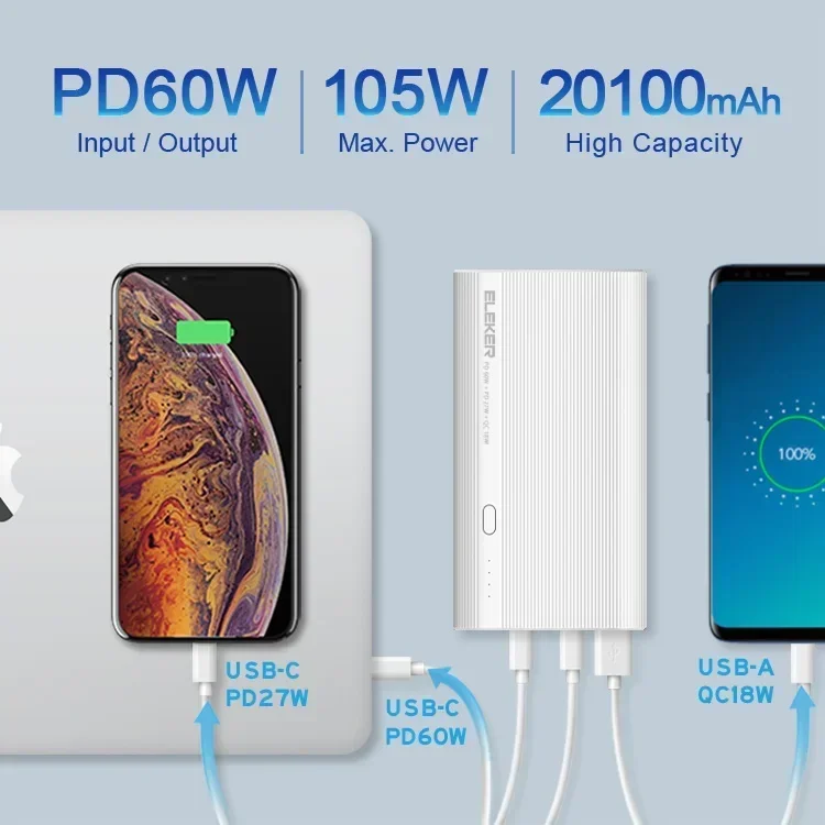 ELEKER Распродажа Цена Silm Power Bank большой емкости Портативный Производители в Китае