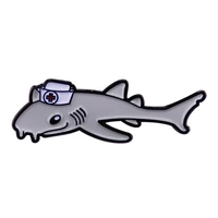 c3070 cute cartoon shark brooches for clothes enamel pins badges lapel pins for backpacks jewelry accessories nurse gifts