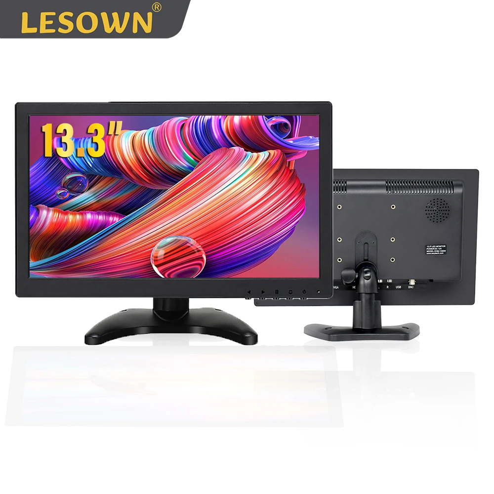 Монитор LESOWN 13 3 дюймов 1920x108 0P IPS HDMI FHD VGA AV BNC USB дисплей Сенсорная панель для