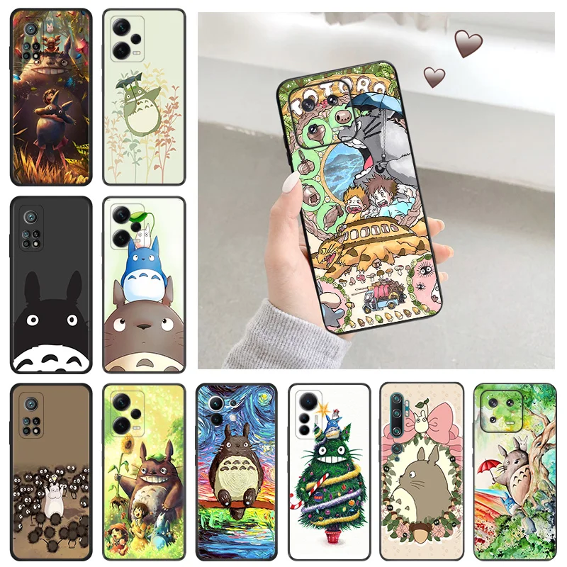 

Black Matte Phone Case For Redmi Note 12 Pro Plus 11 Prime 11SE 11S A1 11E 11T 10 Lite 10S 10C Studio Ghibli Totoro Soft Cover