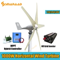 new arrival free energy 5 blades 1000w 12v 24v 48v wind turbine generator windmill with controller homeuse low wind speed start