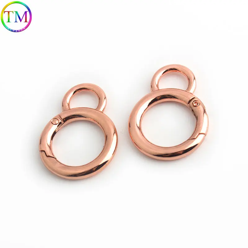 6mm 38mm Rose gold High Quality Metal O Ring Round Carabiner Spring ring Hardware Connector For DIY Leather Handsbag Accessories