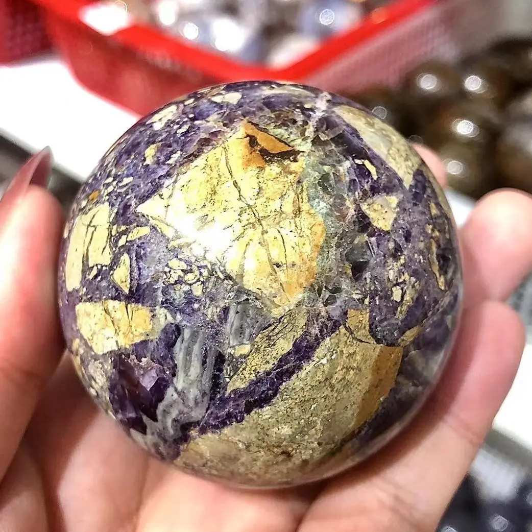 

Natural Crystal Sugilite With Agate Ball Healing Grafts Gemstones Gift Home Decortions