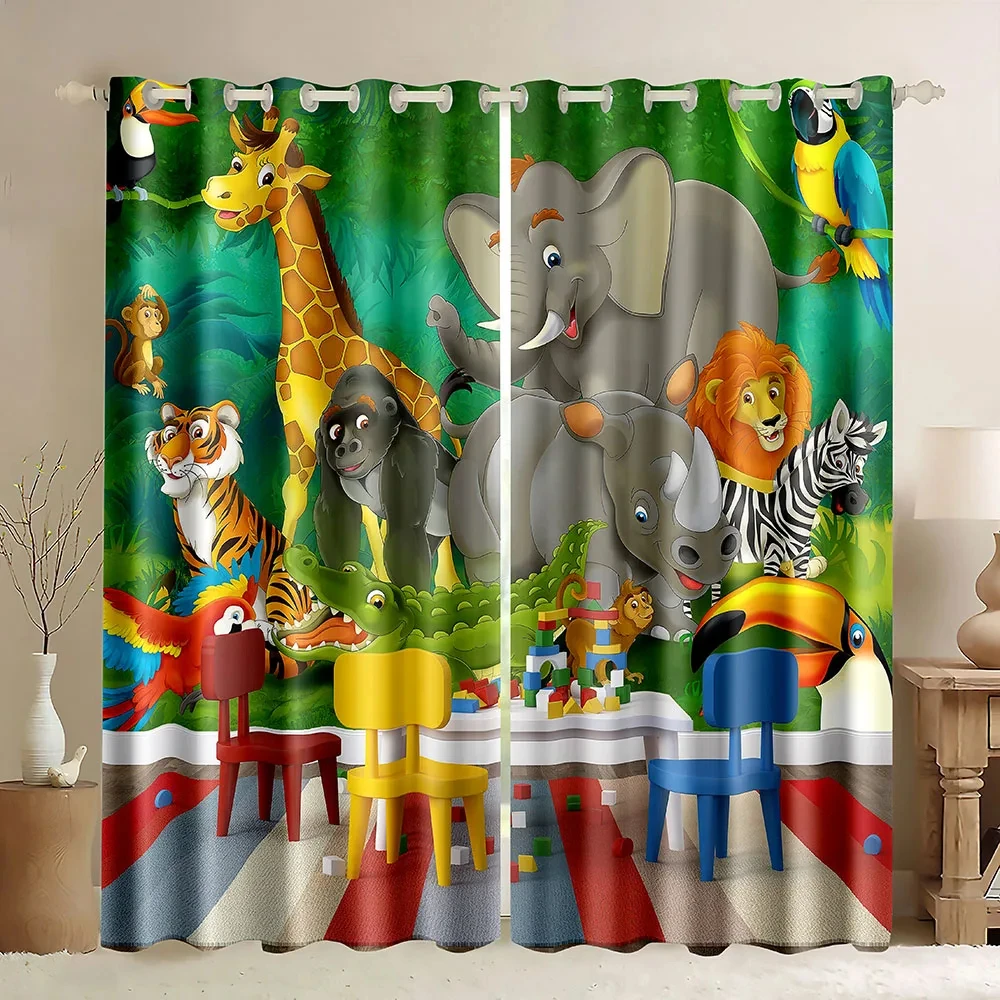 

Jungle Cartoon Dinosaur Animal Curtains for Kids Boys Girl Bedroom Home Decor Living Room Kitchen Kindergarten Window Drapes