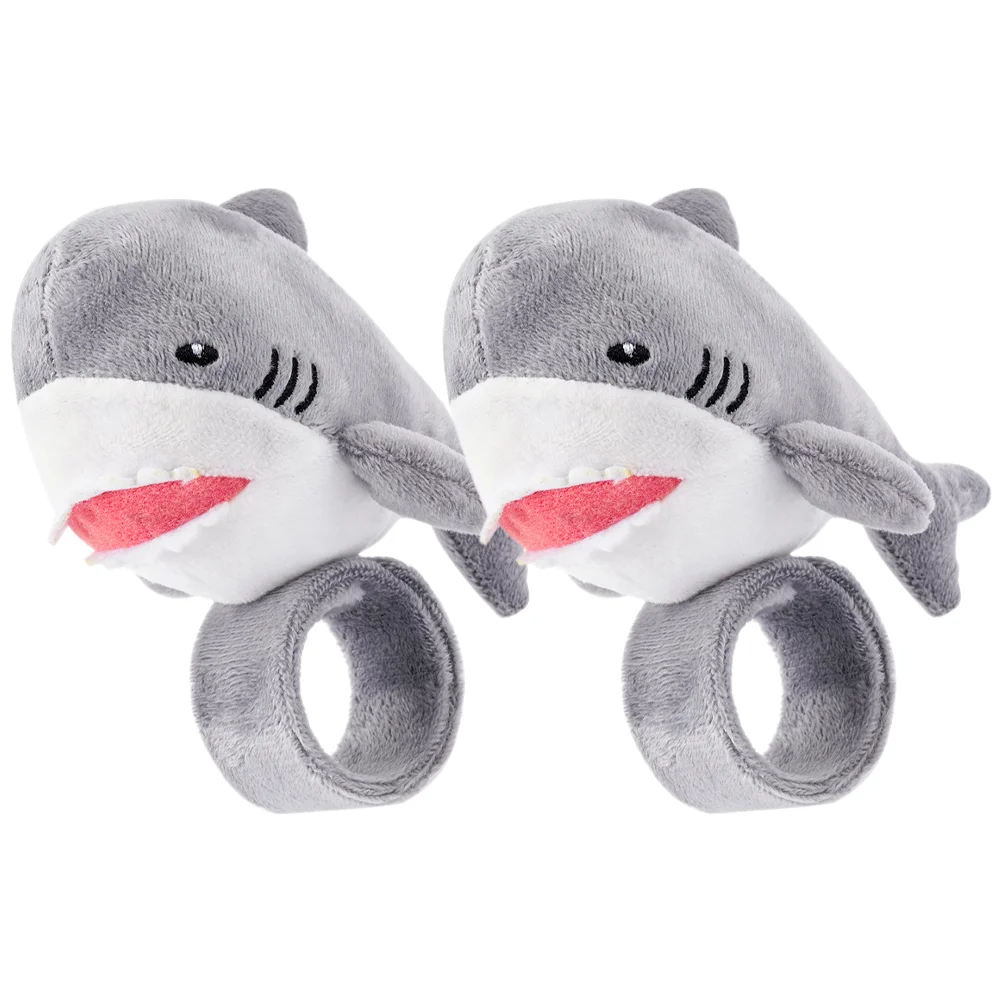 

2 Pcs Slap Bands For Party Stuffed Shark Bracelets Kid Animal Hugger Small Gift
