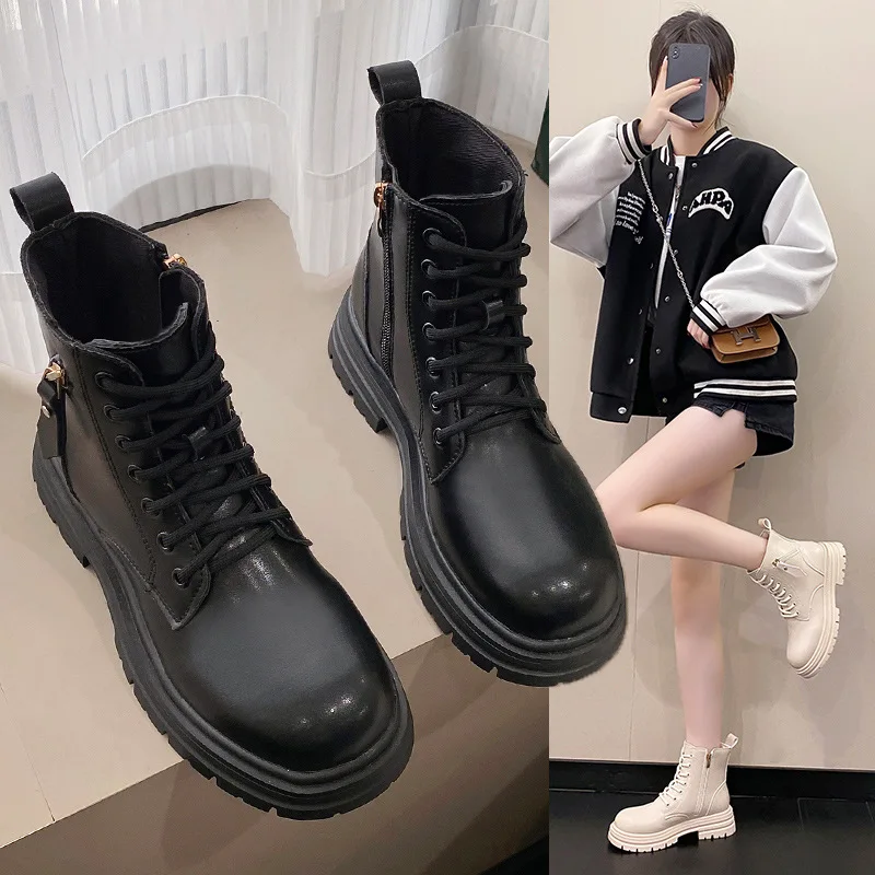 

Женские ботинки на плоской подошве, Роскошные Дизайнерские ботильоны на молнии с круглым носком, резиновая обувь для осени и зимы, 2022