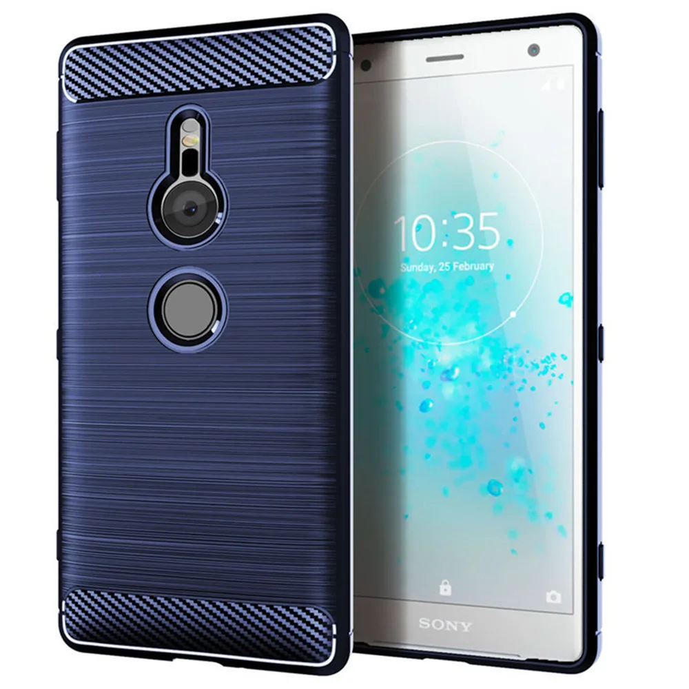 Чехол из углеродного волокна для Sony Xperia XZ2 H8266 H8216, Мягкий Силиконовый ТПУ чехол для Sony Xperia XZ2 H8296 H8276, защитный чехол