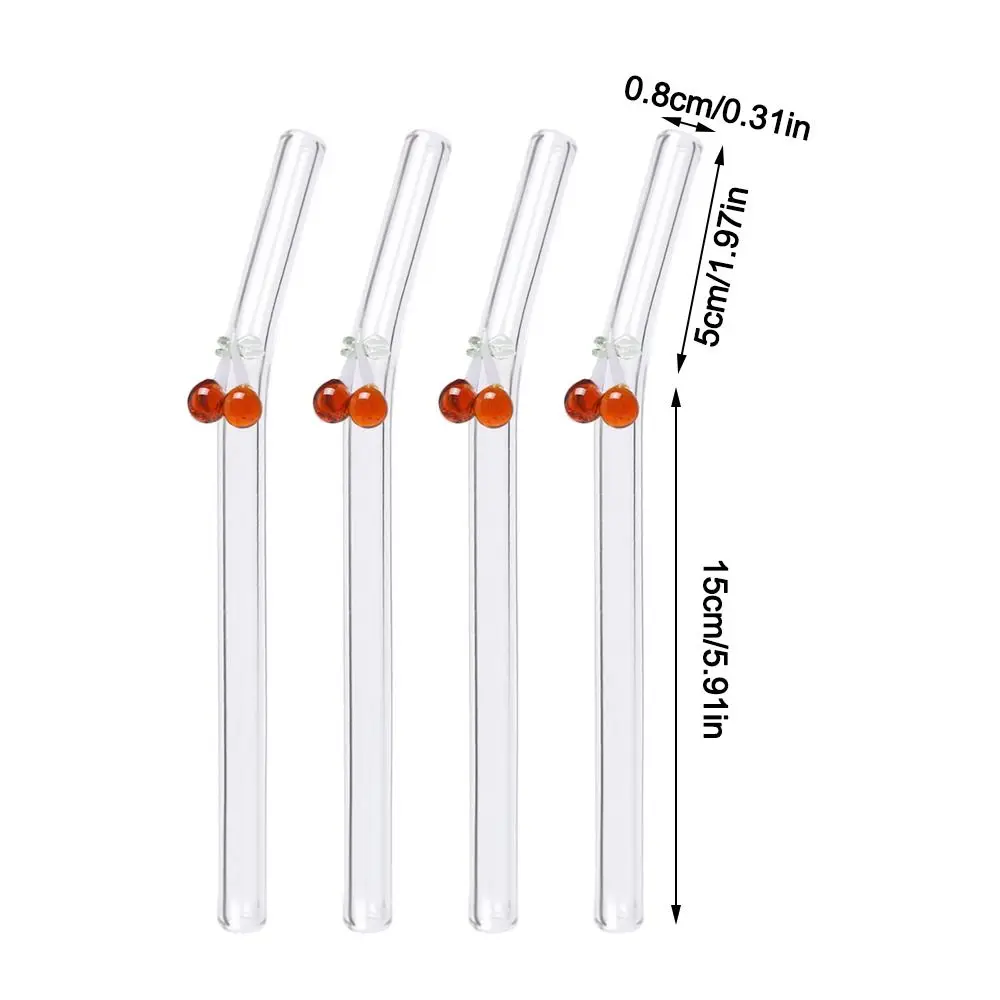4 шт. цветные многоразовые прозрачные соломинки в виде вишни стеклянные кофейные