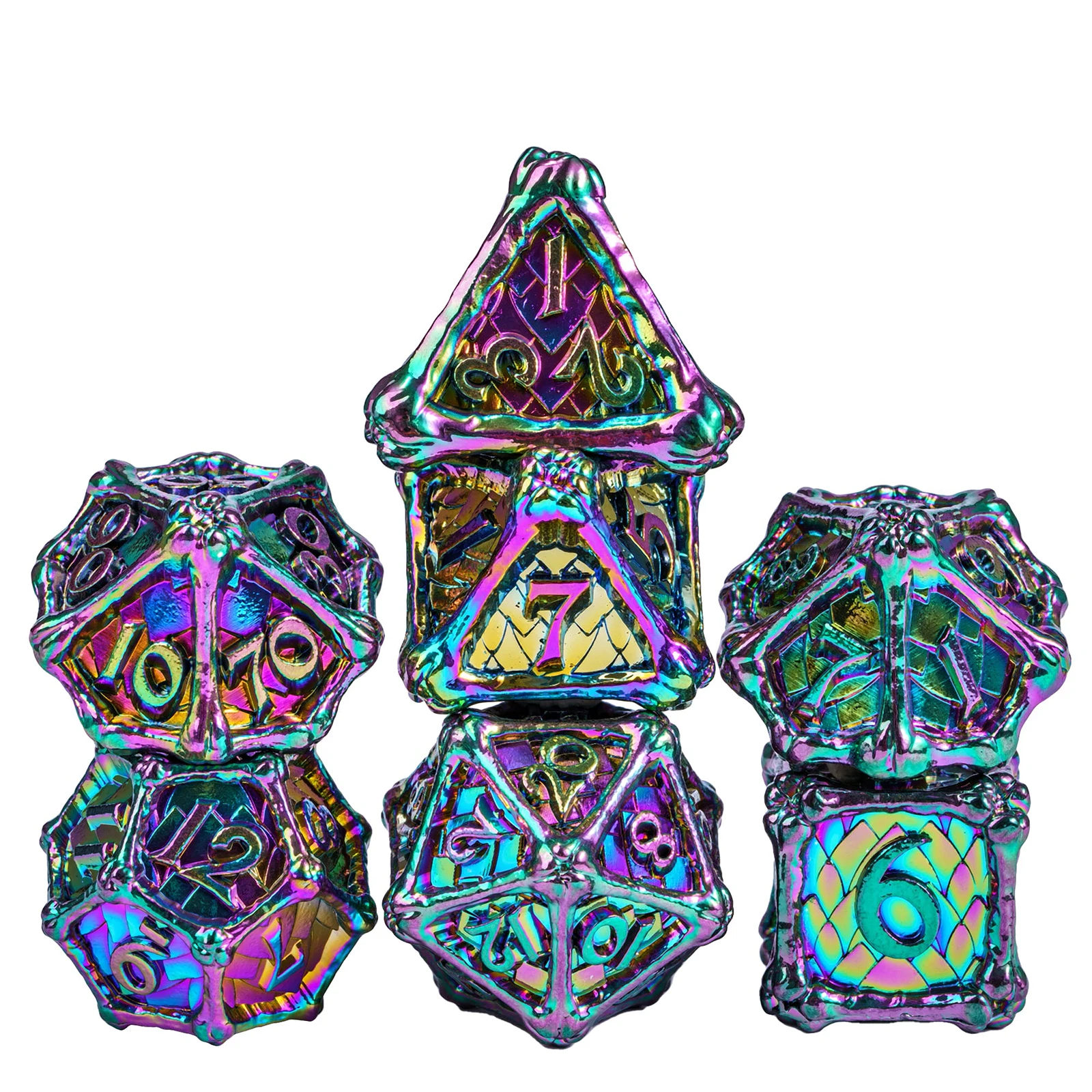 

CRITALLIC Metal Dice Set DND 7Pcs Solid Dragon Bone D&D Dice D4-D20 Polyhedral Dices for Role Playing Board Games Pathfinder