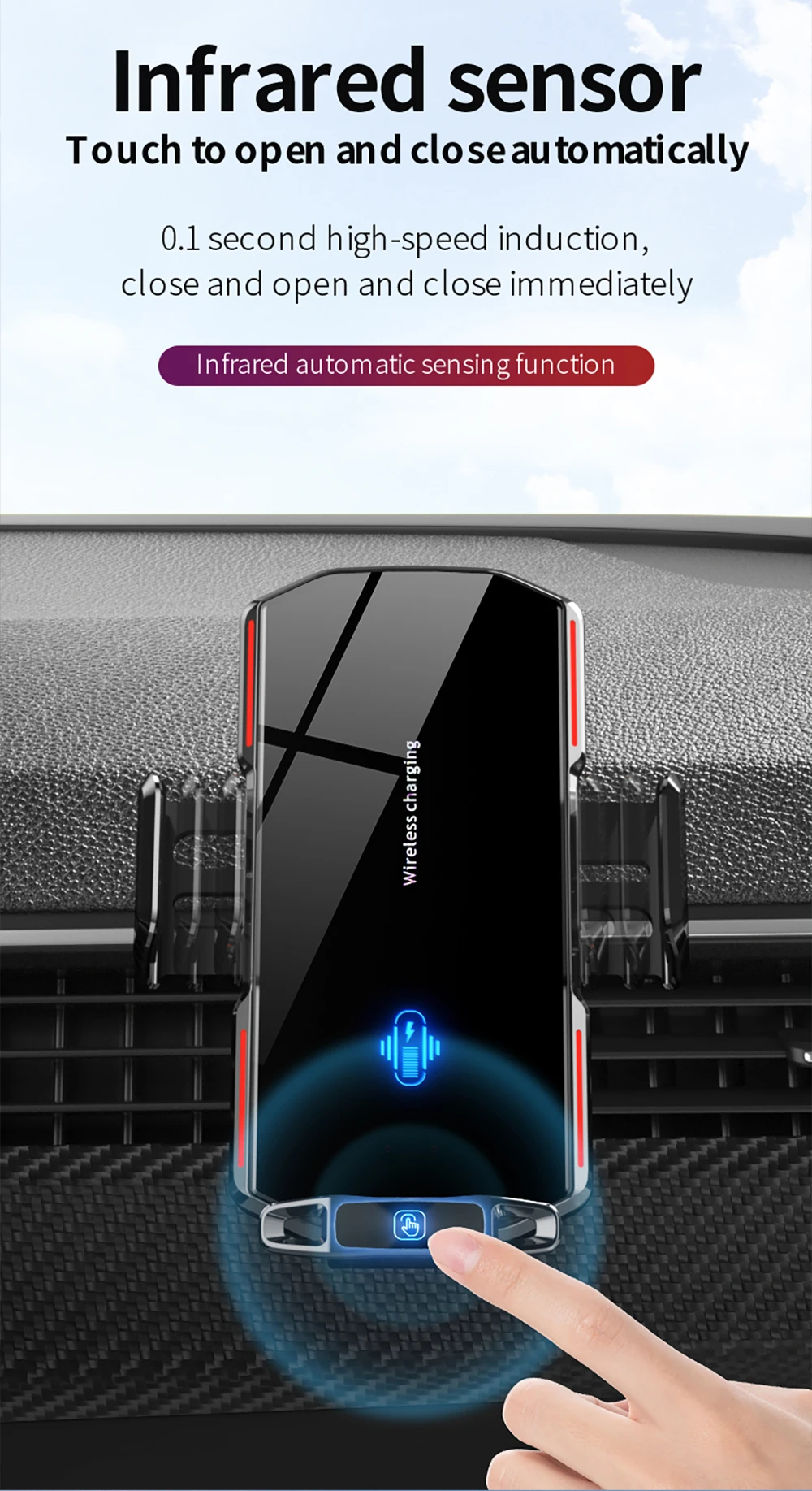 Car Wireless Charger for Samsung S21 S20 S10 Xiaomi iPhone 14 13 12 Magnetic USB Infrared Car Phone Holder Fast Charging Station