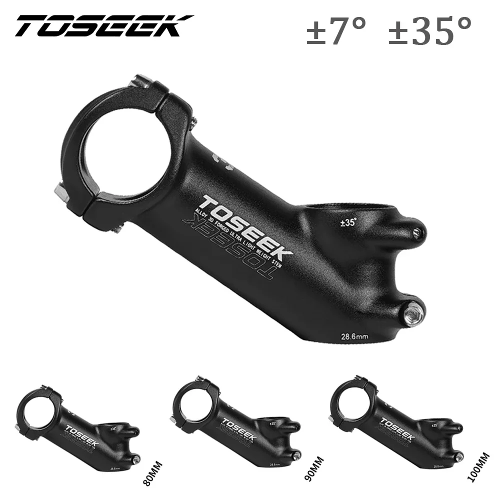 

TOSEEK MTB Stem Ultralight Road Mountain Bike Handlebar Stem 7degree 35degree Bicycle Power 60/70/80/90/100mm Bike Table