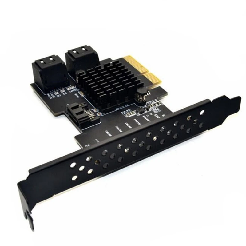 

JMS585 Chip 5 Ports SATA 3.0 to PCIe Expansion Card 4X Gen 3 PCI Express SATA Adapter SATA 3 Converter with Heatsink
