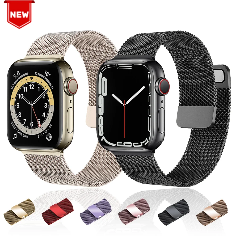 

Stainless Steel Milanese Strap For Apple Watch 6 Se Band 44mm 40mm 42mm 38mm Smartwatch iWatch Series 345 Bracelet Magnetic Loop