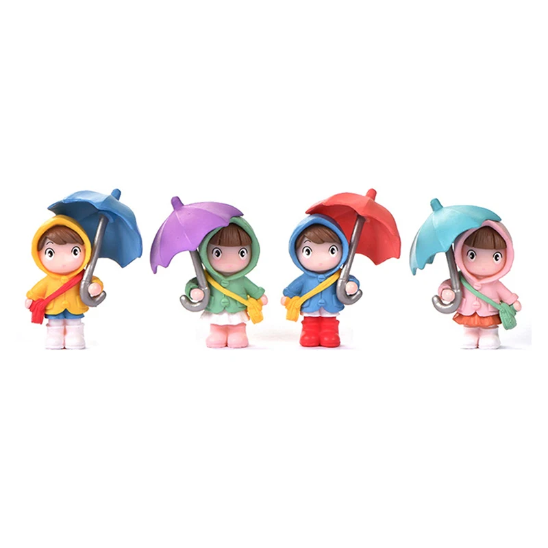 

1/4Pcs Mini Cute Umbrella Girl Doll Micro Landscape Handcrafted Fairy Garden Desktop Figurines Home Decor Ornament Craft Gift
