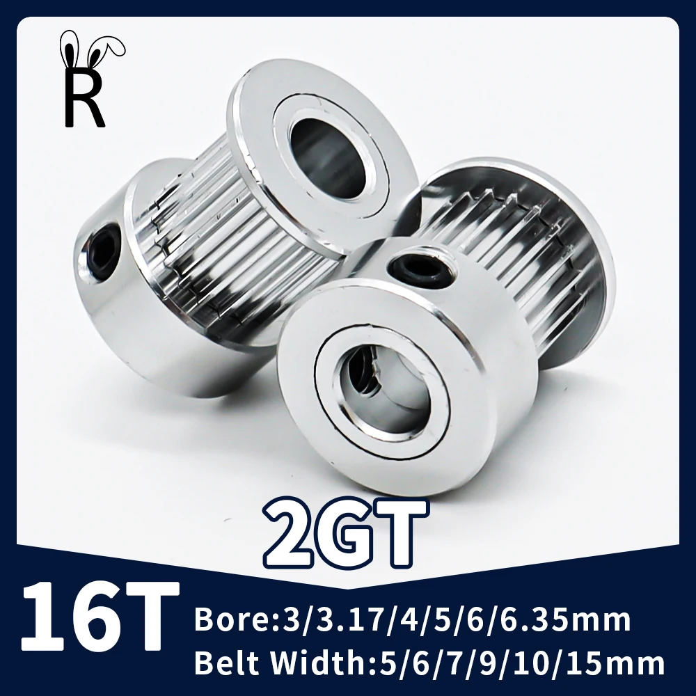 

16Teeth GT2 Timing Pulley Bore 3/3.17/4/5/6/6.35mm Open Timing Belt Width 5/6/7/9/10/15mm Wheel Synchronous 2GT 3D Printer Parts