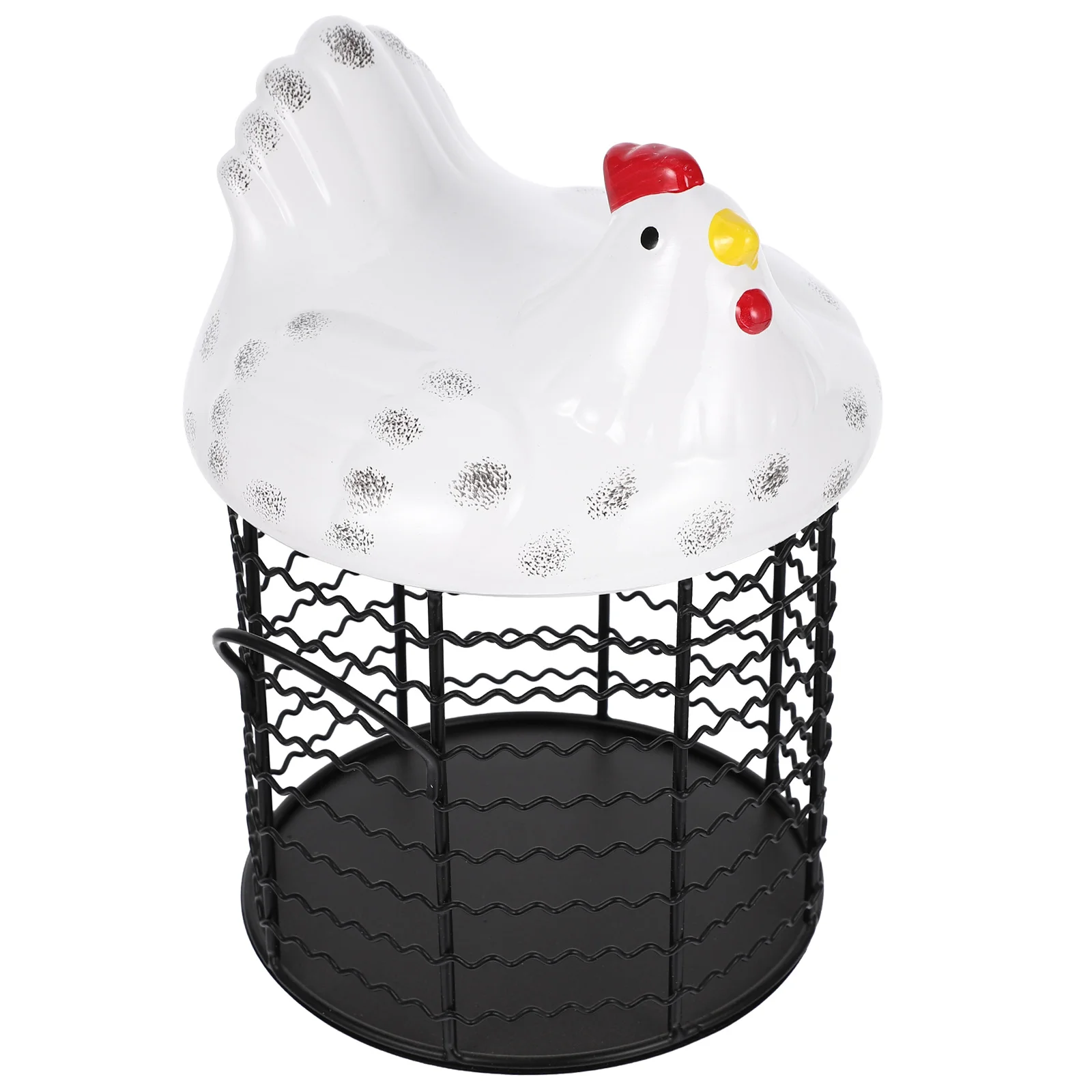 

Egg Basket Wire Holder Chicken Storage Metal Fruit Baskets Container Kitchen Eggs Hen Shape Ceramic Snack Rack Iron Vintage Tray