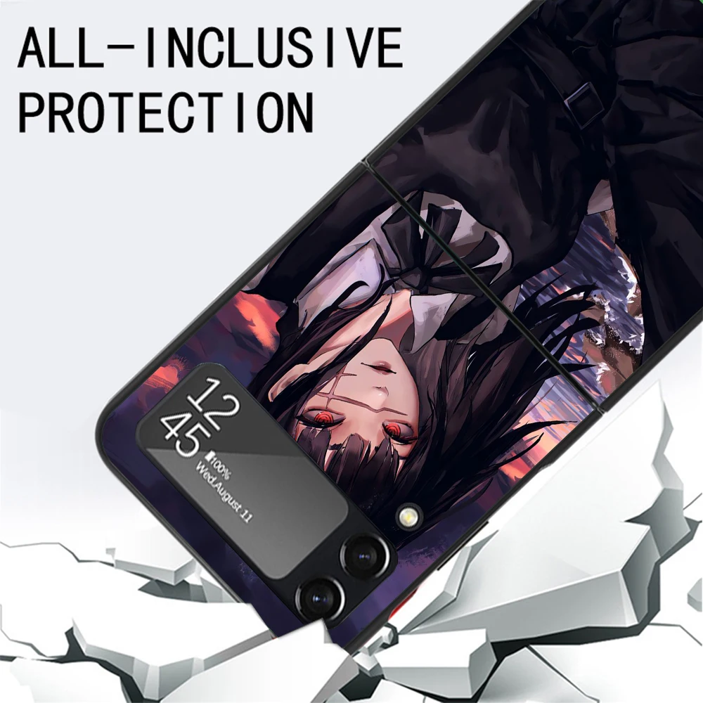 Чехол для телефона C-Chainsaw Mans Yoru War Devil Samsung Galaxy Z Flip6 5G Flip4 Flip5 Flip3 Black Hard Cover Flip 6 5 4 3 PC She