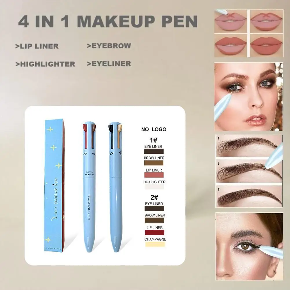 

4 In 1 Eyeliner Eyebrow Pencil Contour Pen Makeup Pencil Lip Liner Pen Multi-effect Long Lasting Waterproof Eyeliner